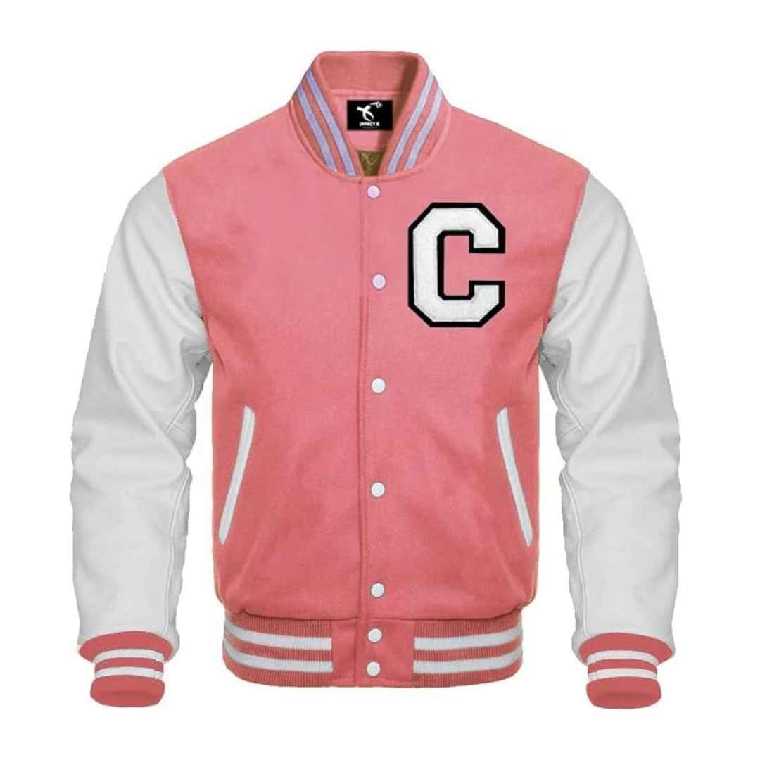 Hot Pink letterman jacket men