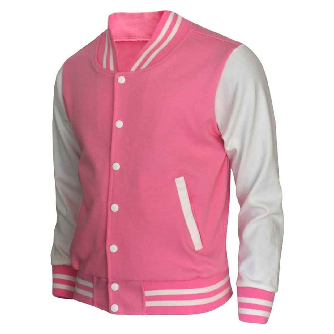 Letterman Pink Varsity jacket white sleeves